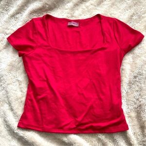 RAGDOLL Woman's Red Square Neckline Crop Top T-Shirt Size M